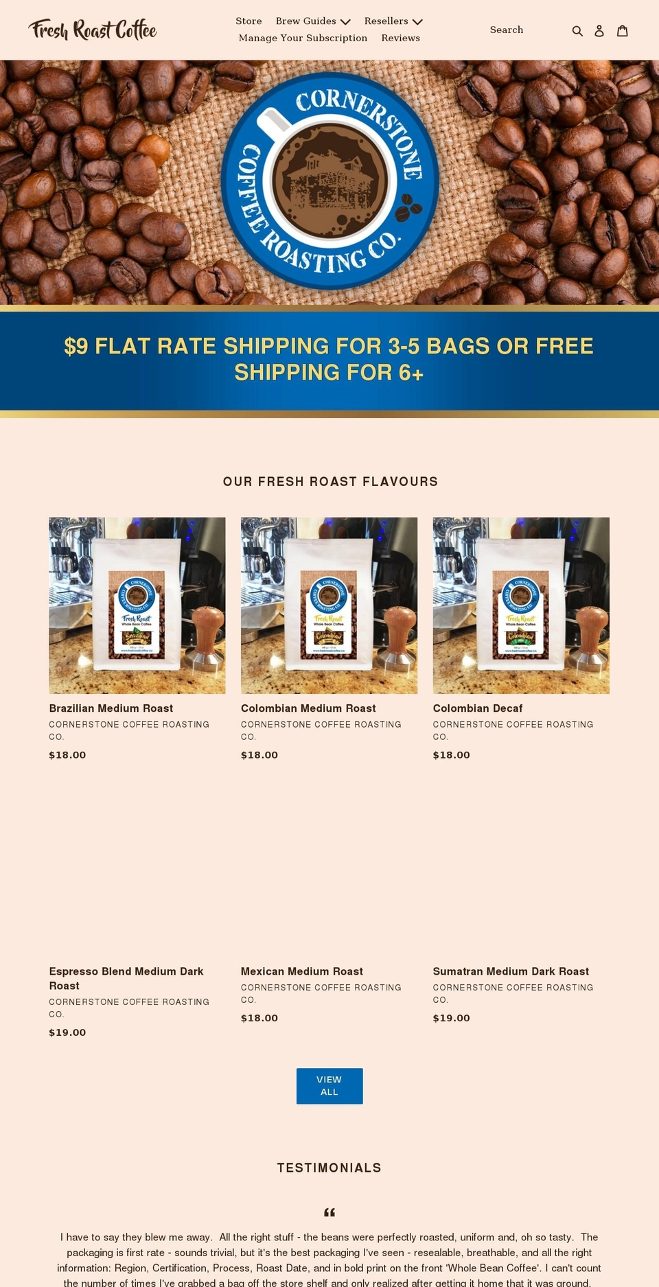 cornerstone-coffee-roasting-co.myshopify.com shopify website screenshot