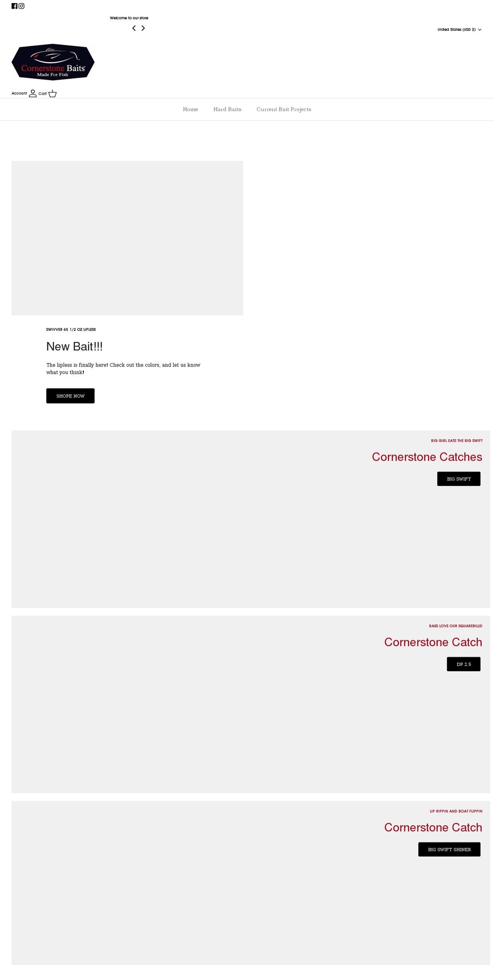 cornerstonebaits.com shopify website screenshot