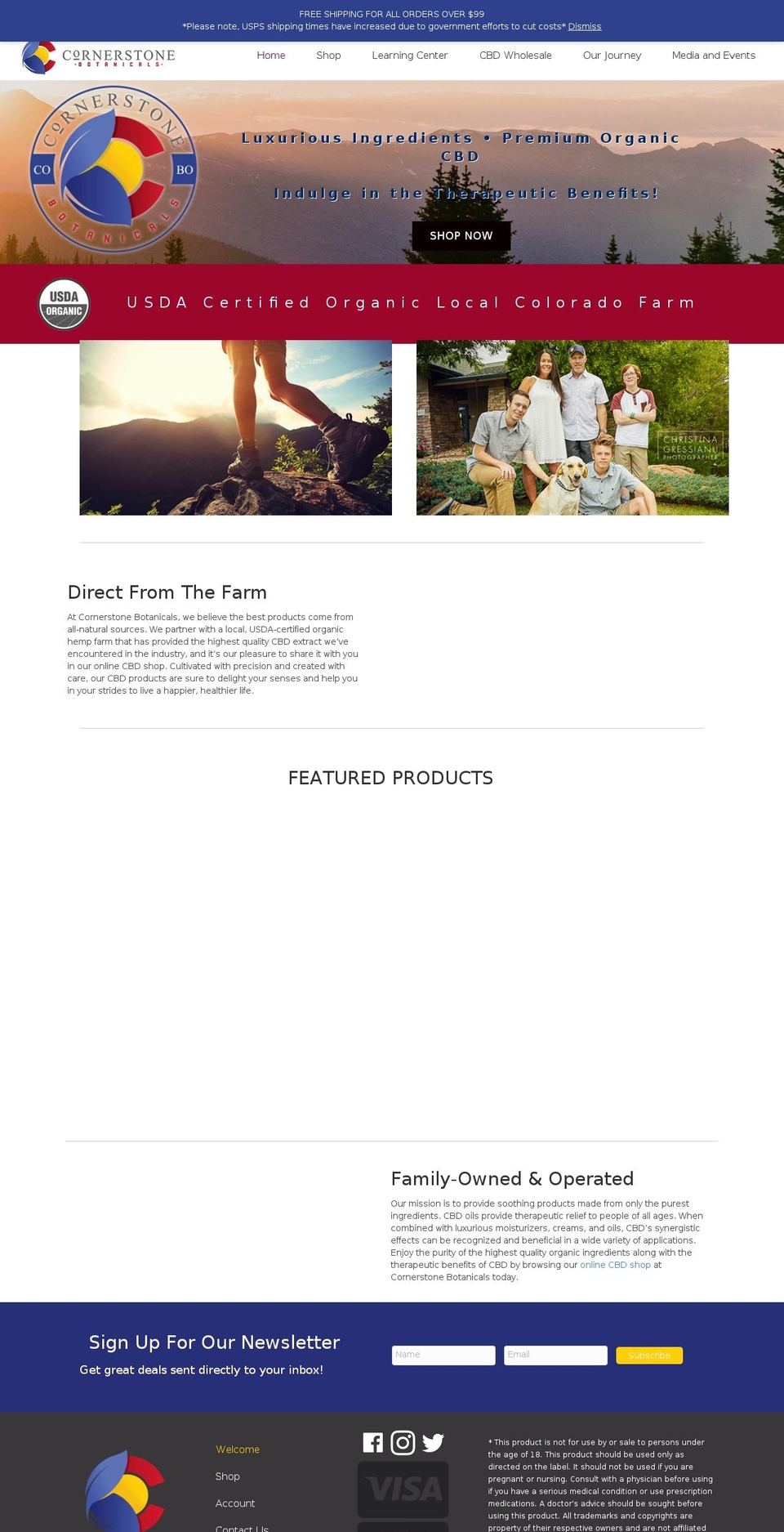 cornerstonebotanicals.com — Shopify storefront screenshot