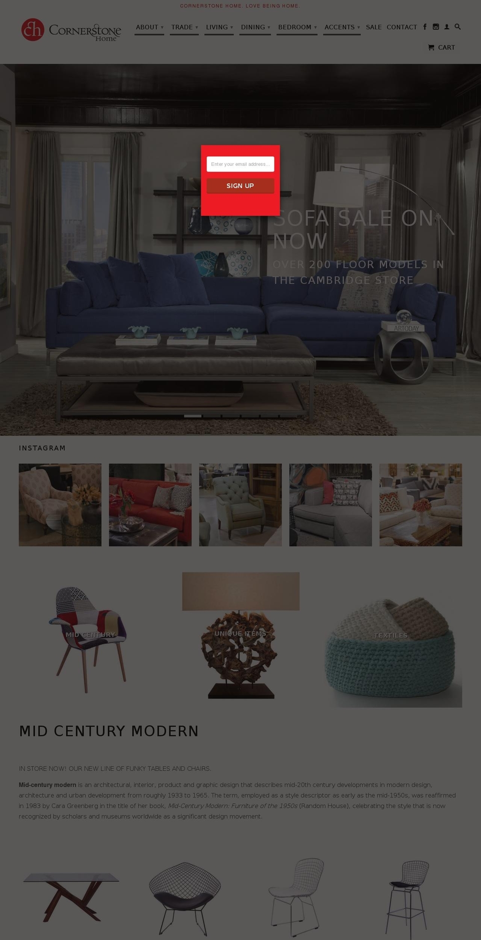cornerstonehomeinteriors.com shopify website screenshot