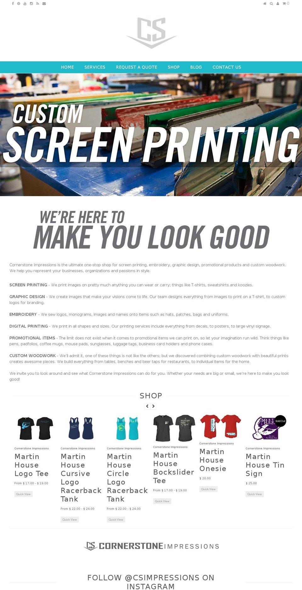 cornerstoneimpressions.com shopify website screenshot