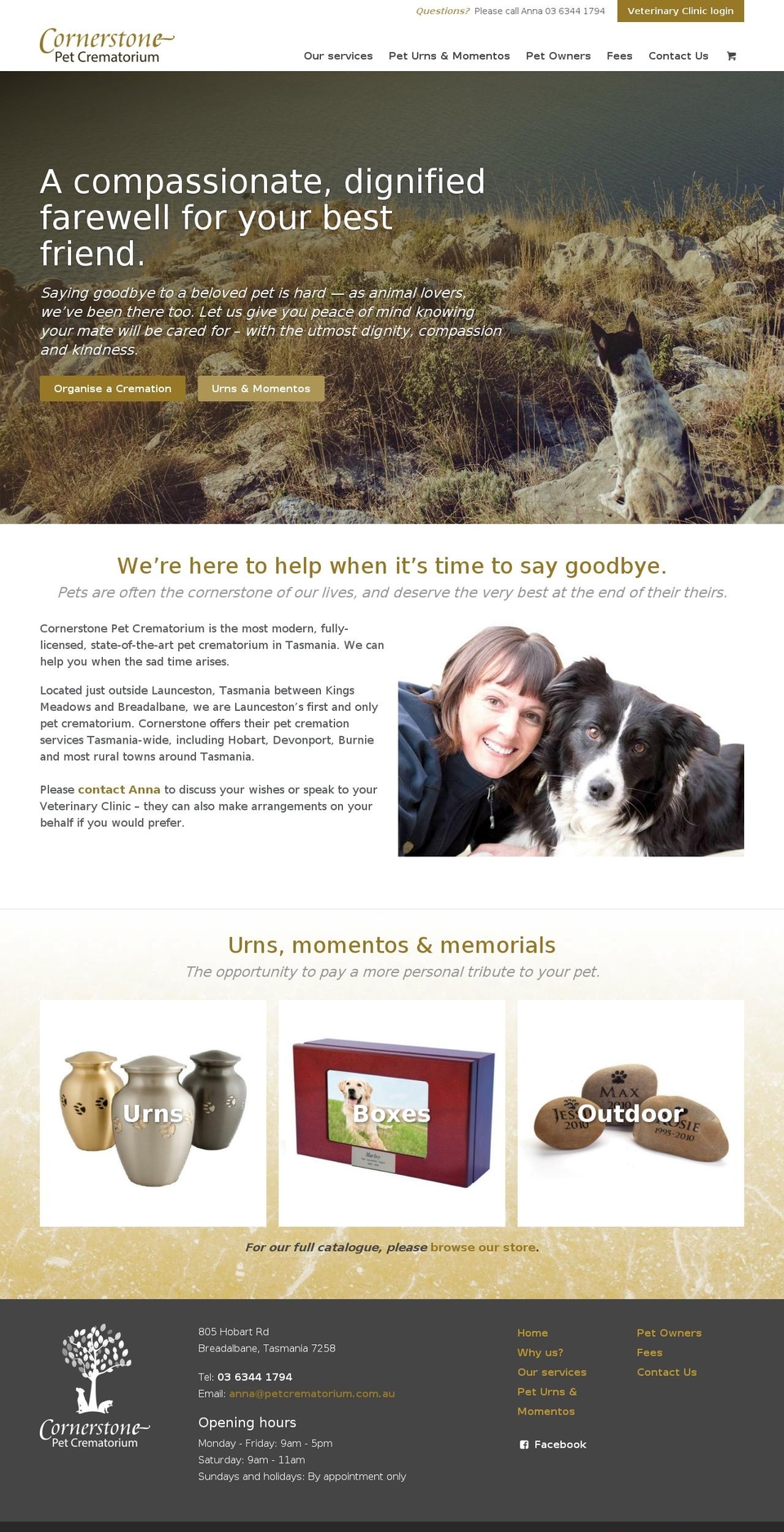 Cornerstone Shopify theme site example cornerstonepetcrematorium.com.au