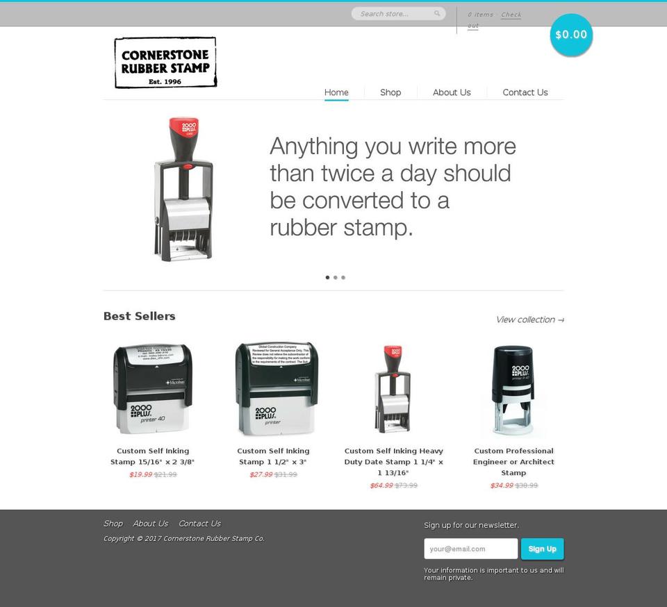 cornerstonerubberstamp.com shopify website screenshot