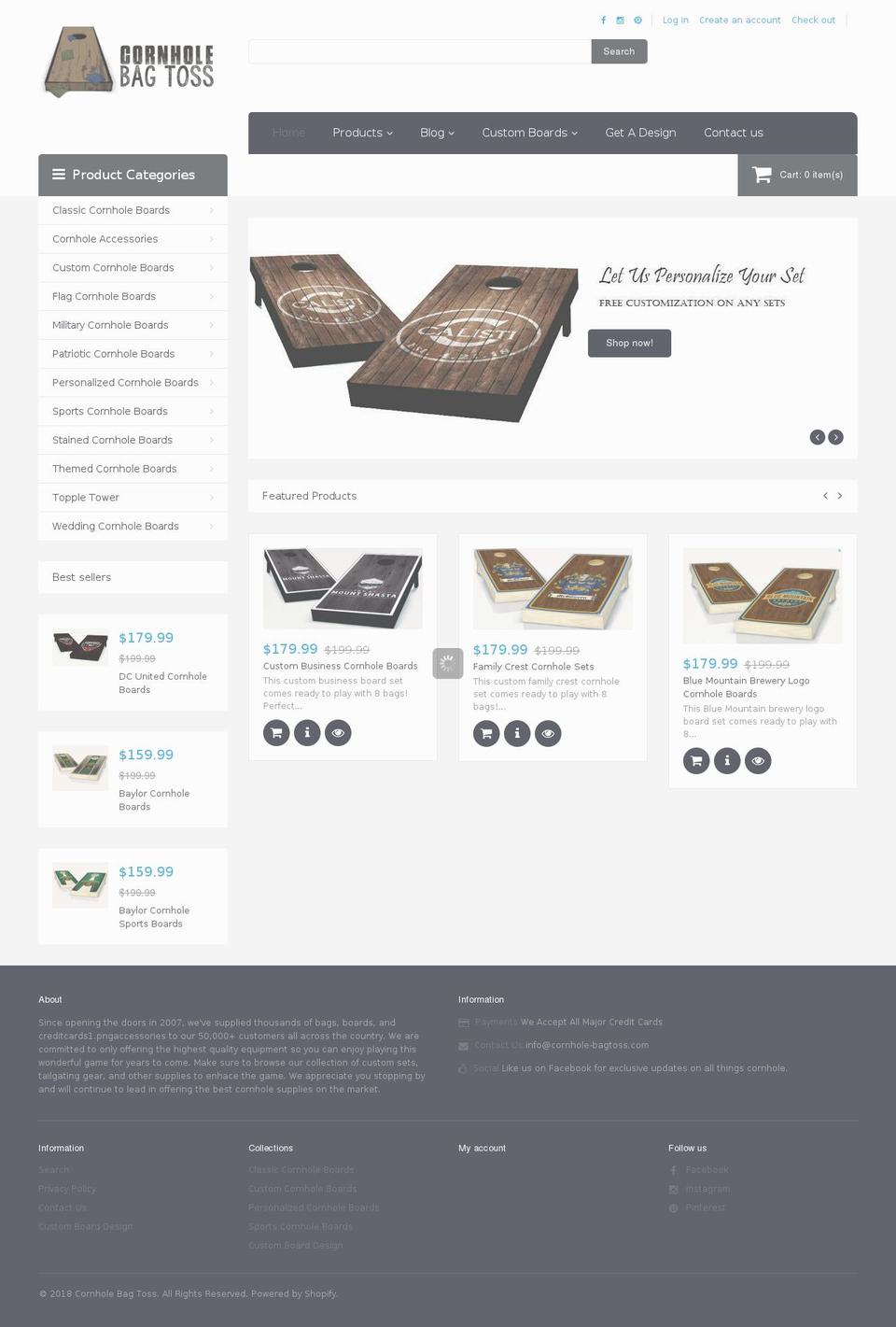 theme203 Shopify theme site example cornhole-bagtoss.com