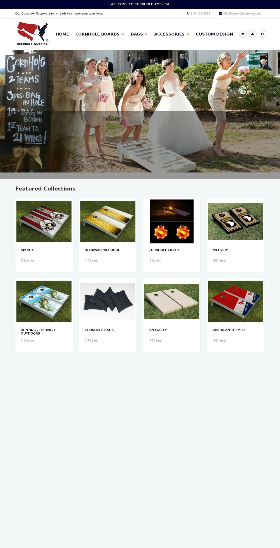 cornholeamerica.com shopify website screenshot