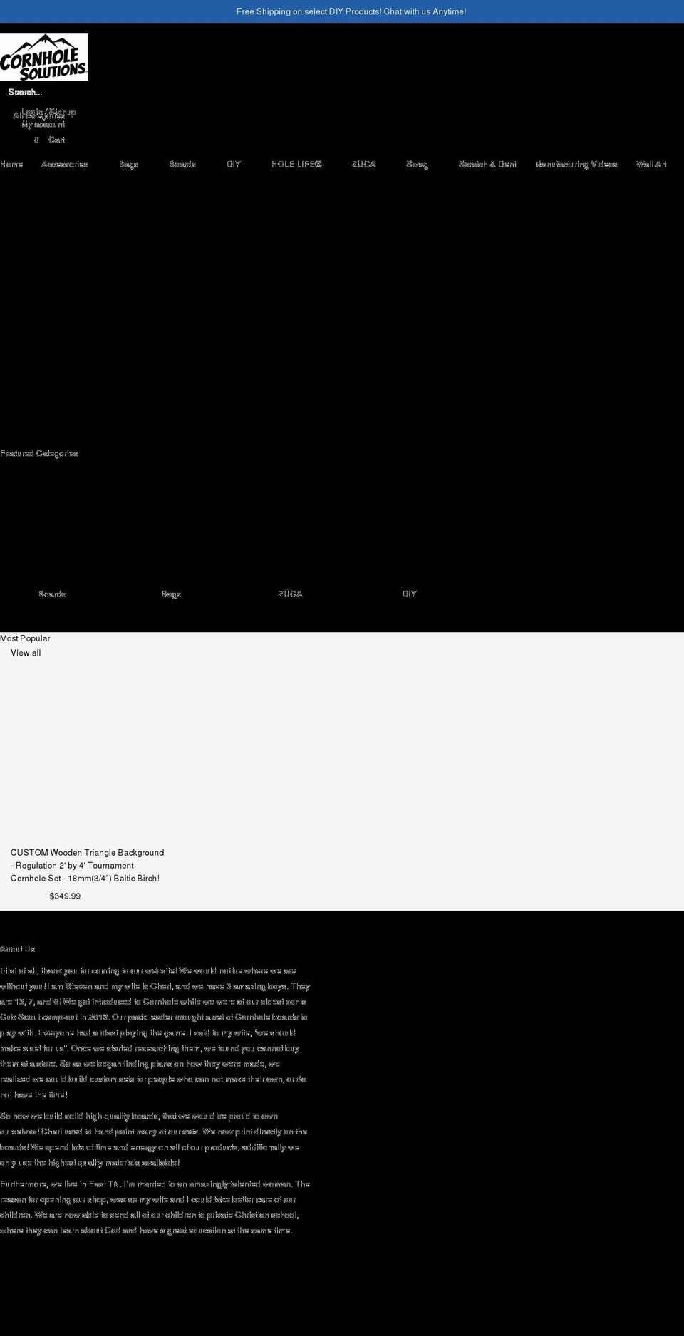 cornholesolutions.com shopify website screenshot