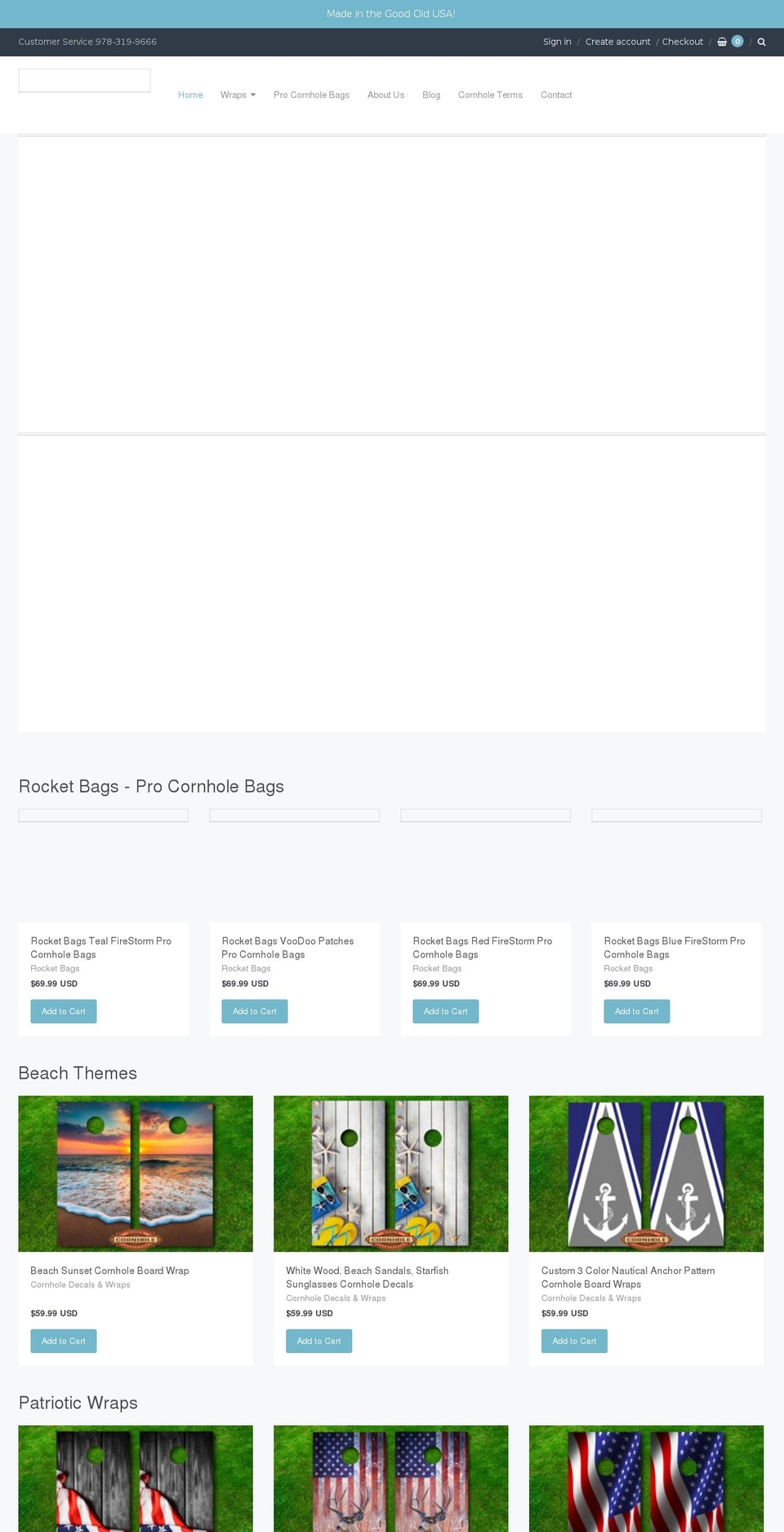 cornholewrapsdecals.com — Shopify storefront screenshot