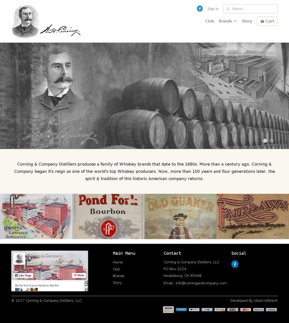 corningandcompany.com shopify website screenshot