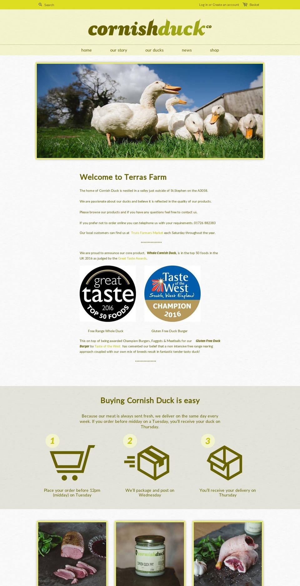 cornishduck.com shopify website screenshot