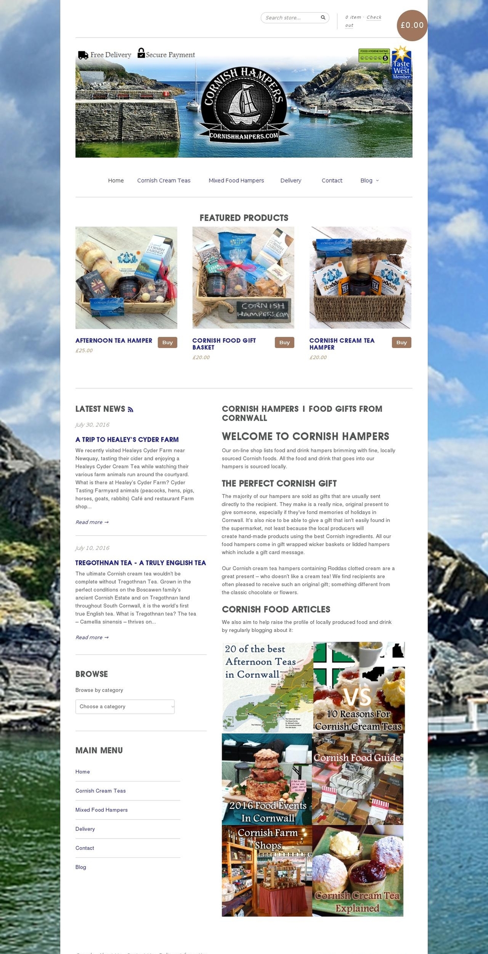 cornishhampers.com shopify website screenshot