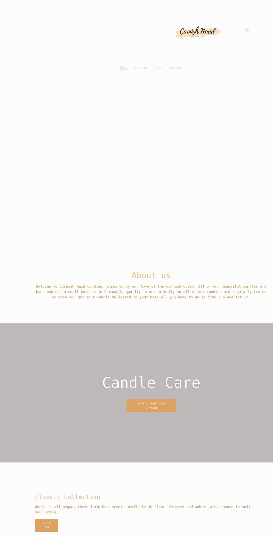 cornishmaidcandles.co.uk shopify website screenshot
