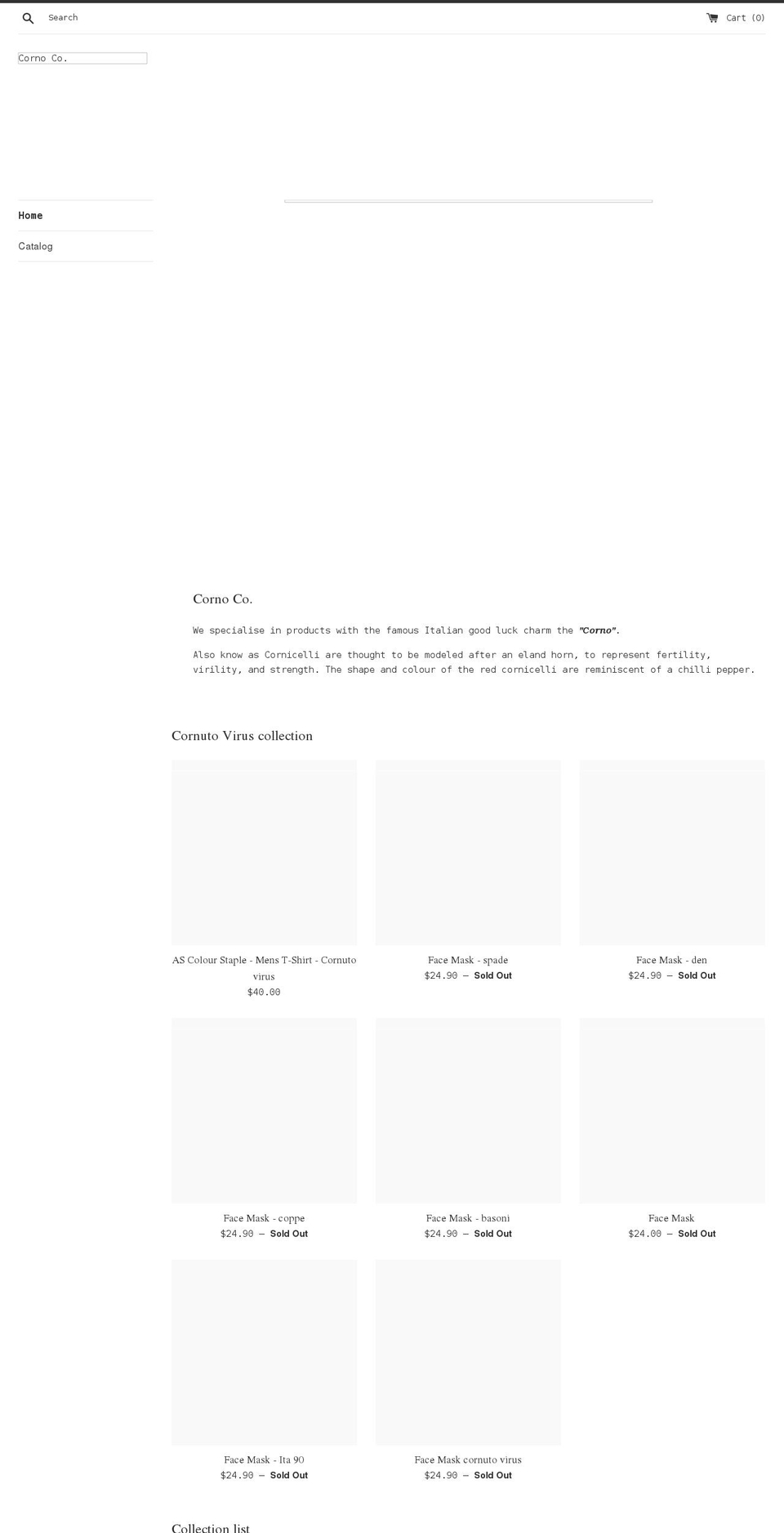 corno-co.com shopify website screenshot