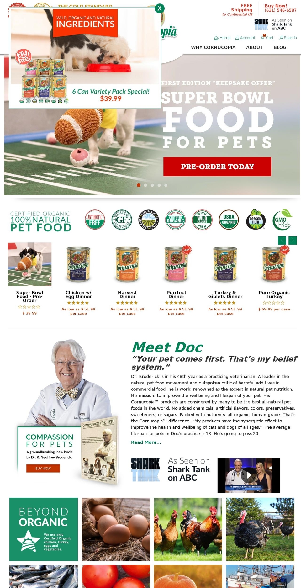 cornucopiapetfoods.com shopify website screenshot