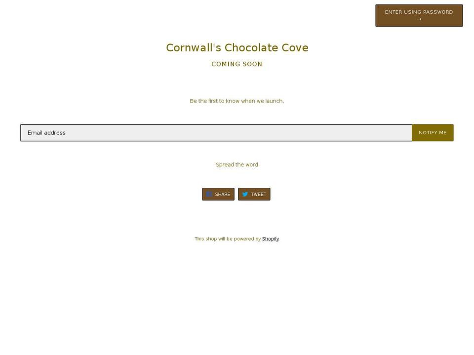 cornwallschocolatecove.com shopify website screenshot