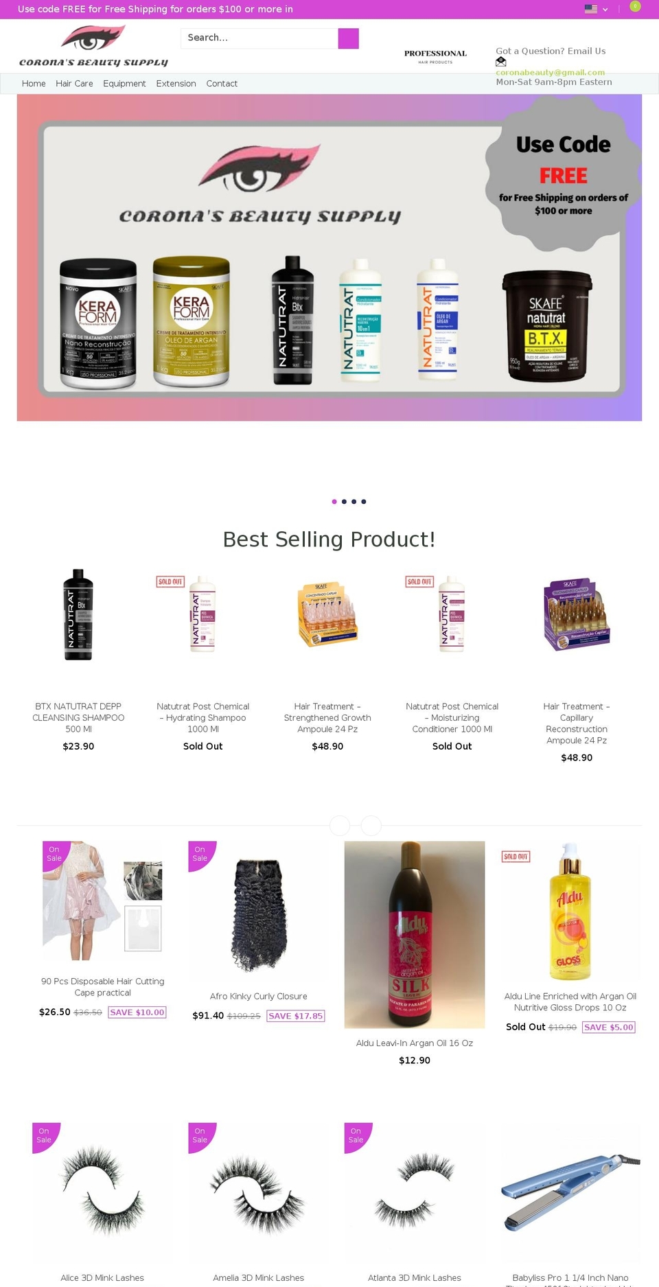 coronabeautysupply.com shopify website screenshot
