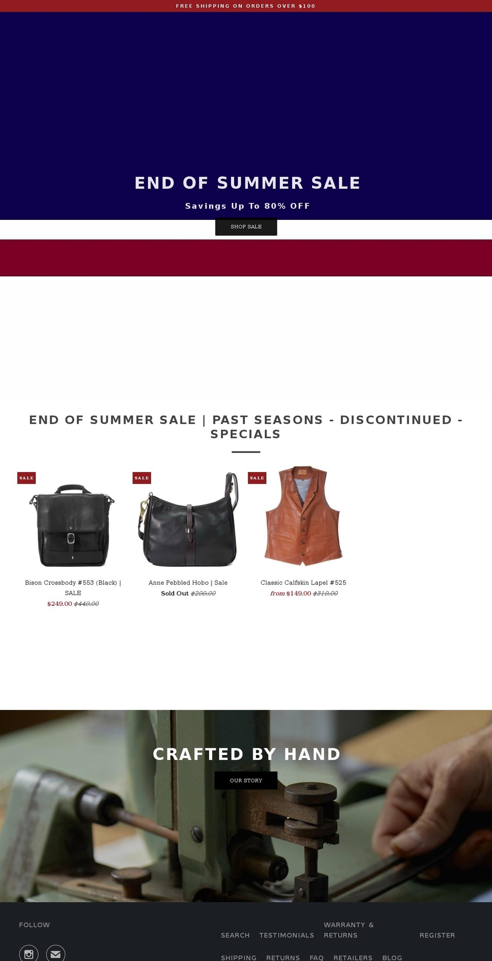 Copy of Parallax Shopify theme site example coronado-leather.myshopify.com