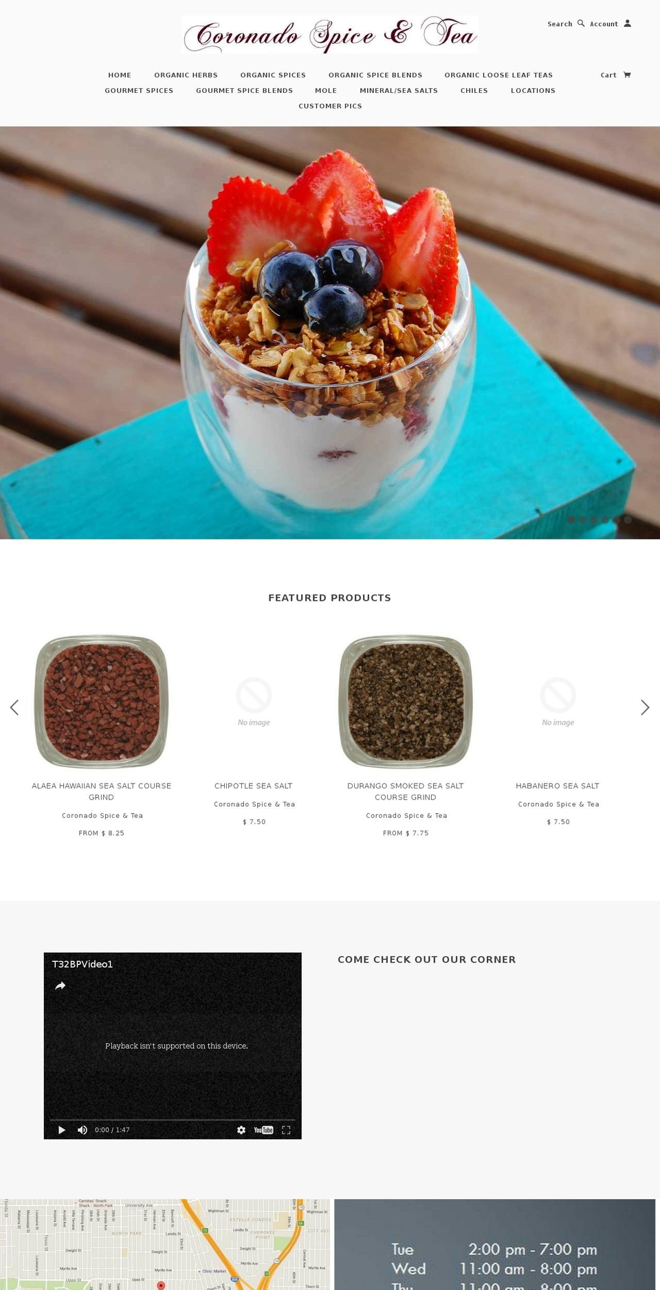 coronadospiceandtea.com shopify website screenshot