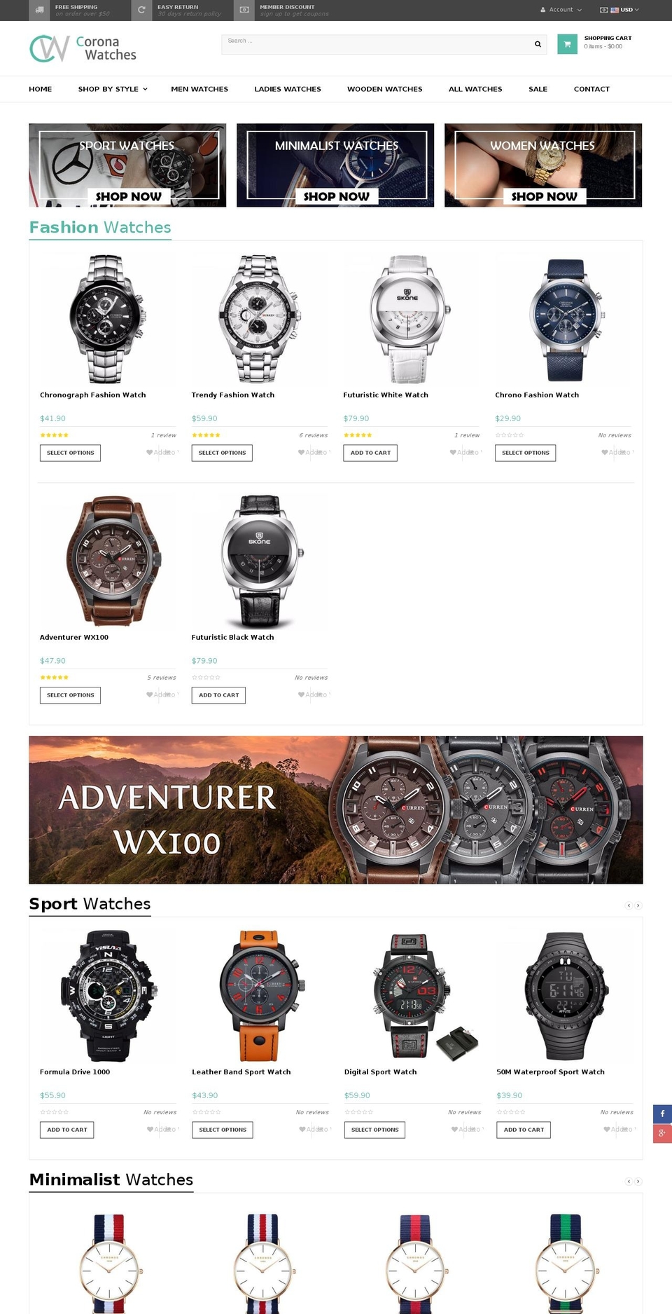 ap-next-store-simple Shopify theme site example coronawatches.com