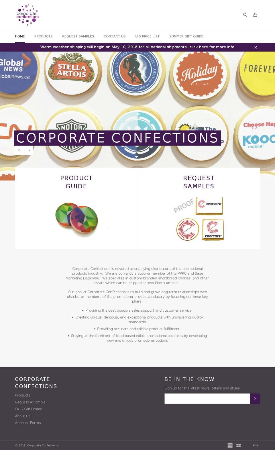 corpconfections.com shopify website screenshot