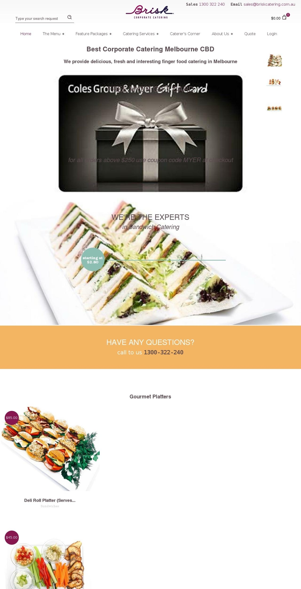 Theme - Live Shopify theme site example corporatecatering.net.au