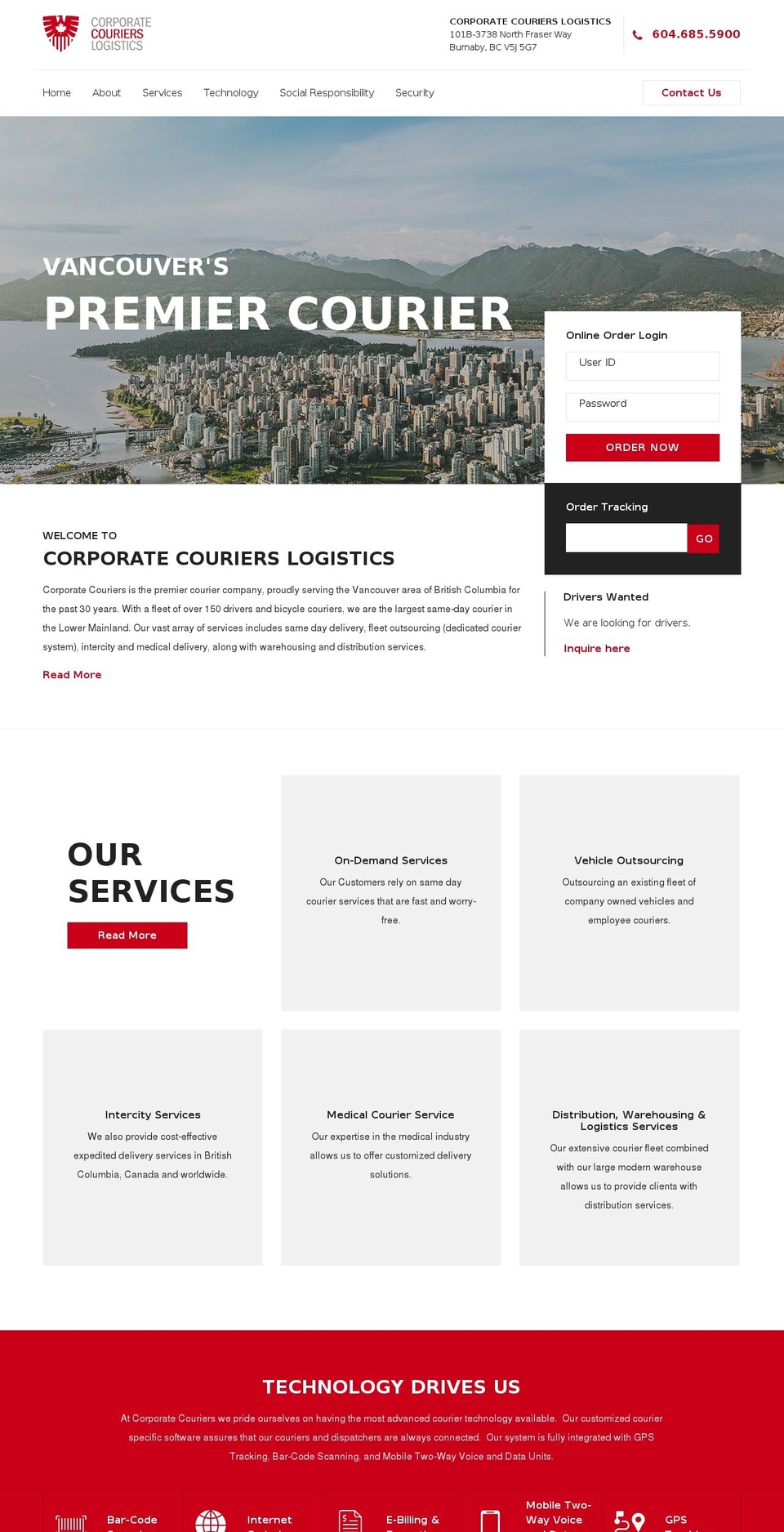 corporatecouriers.net shopify website screenshot