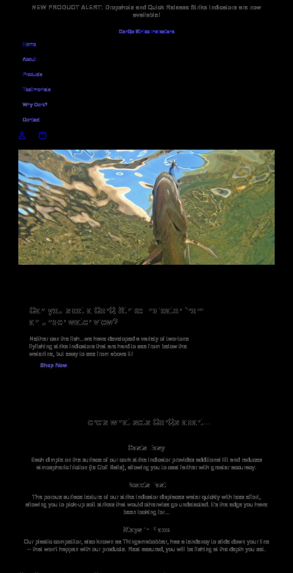 corqsflyfishing.com shopify website screenshot