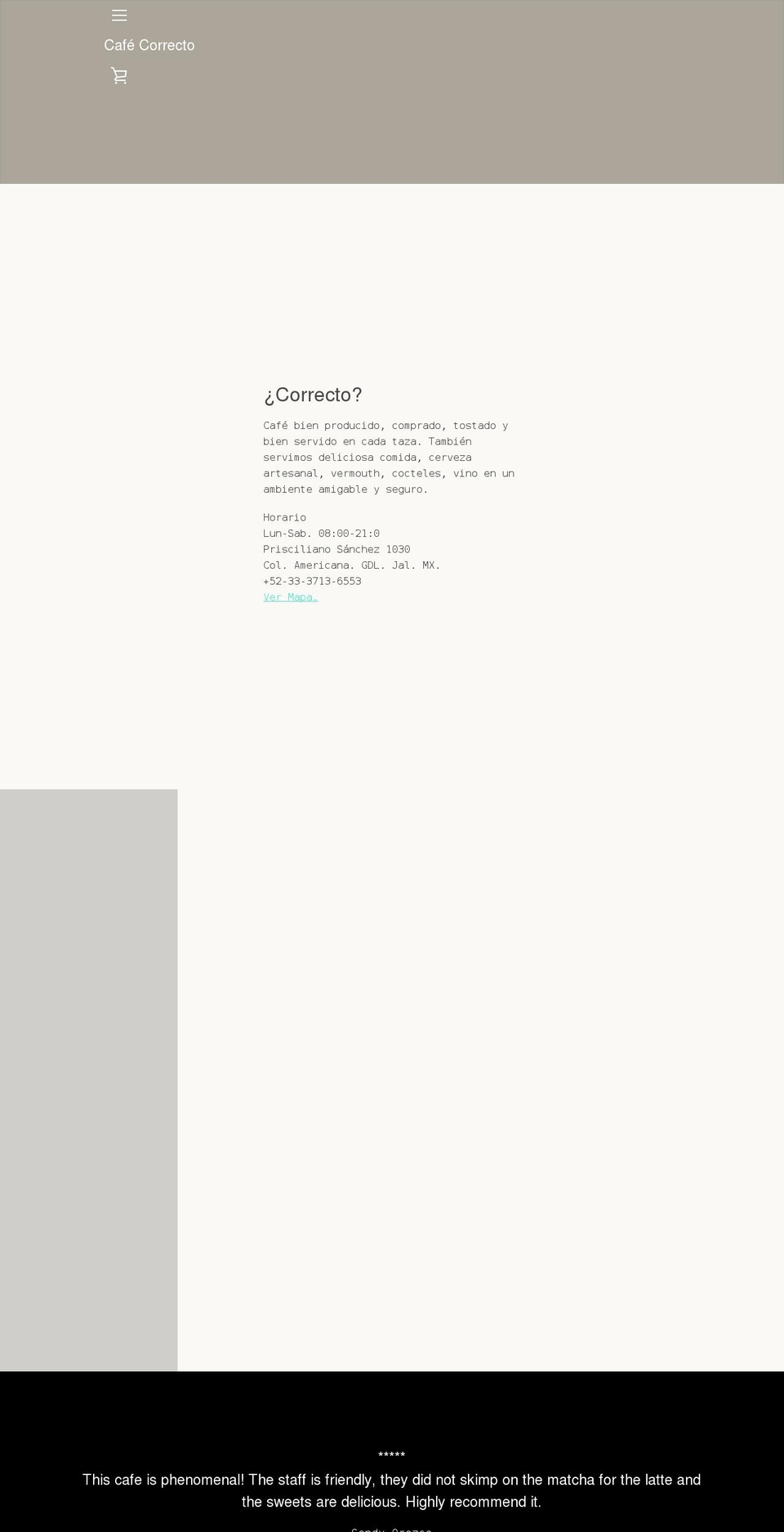 correcto.coffee shopify website screenshot