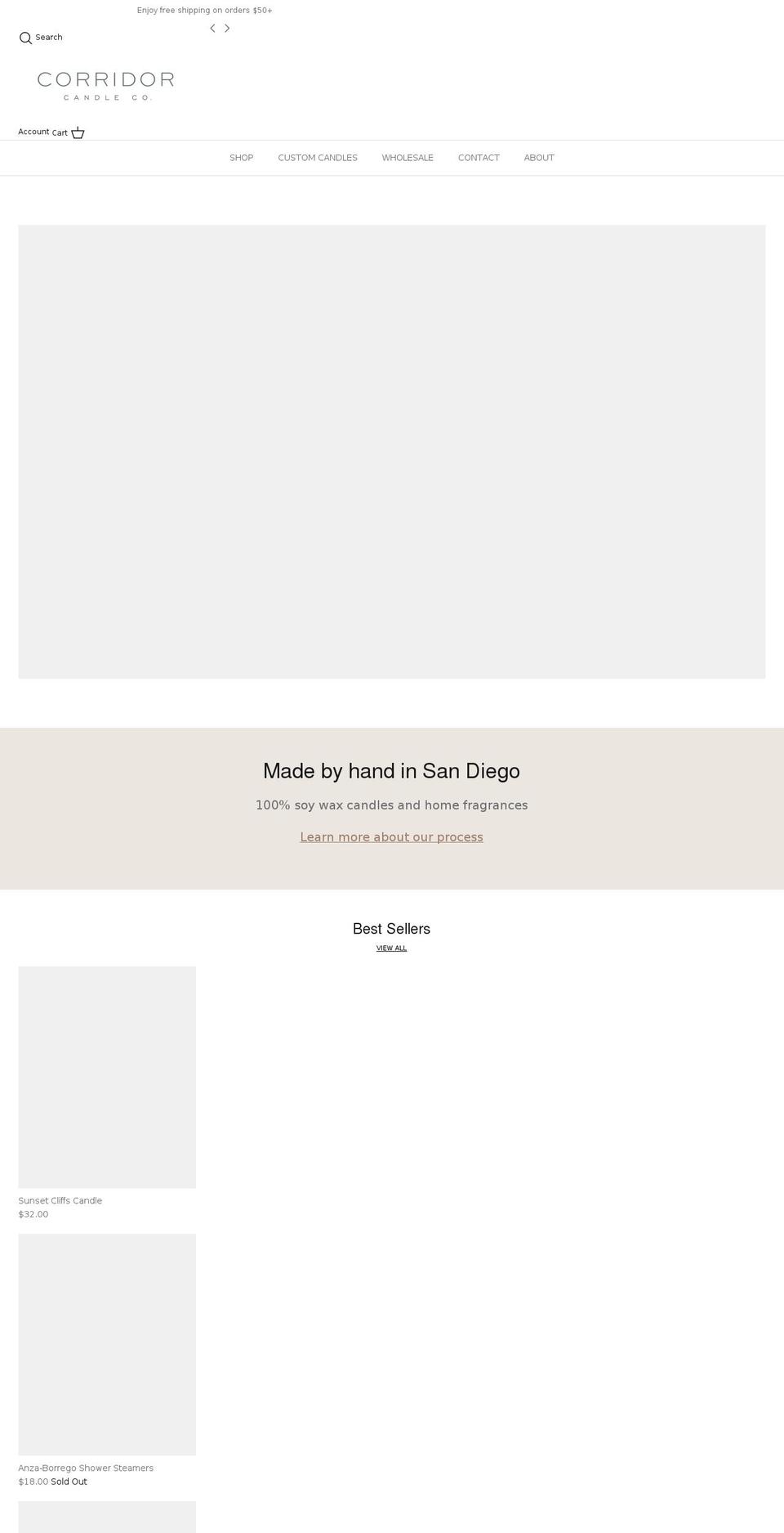 corridorcandleco.com shopify website screenshot