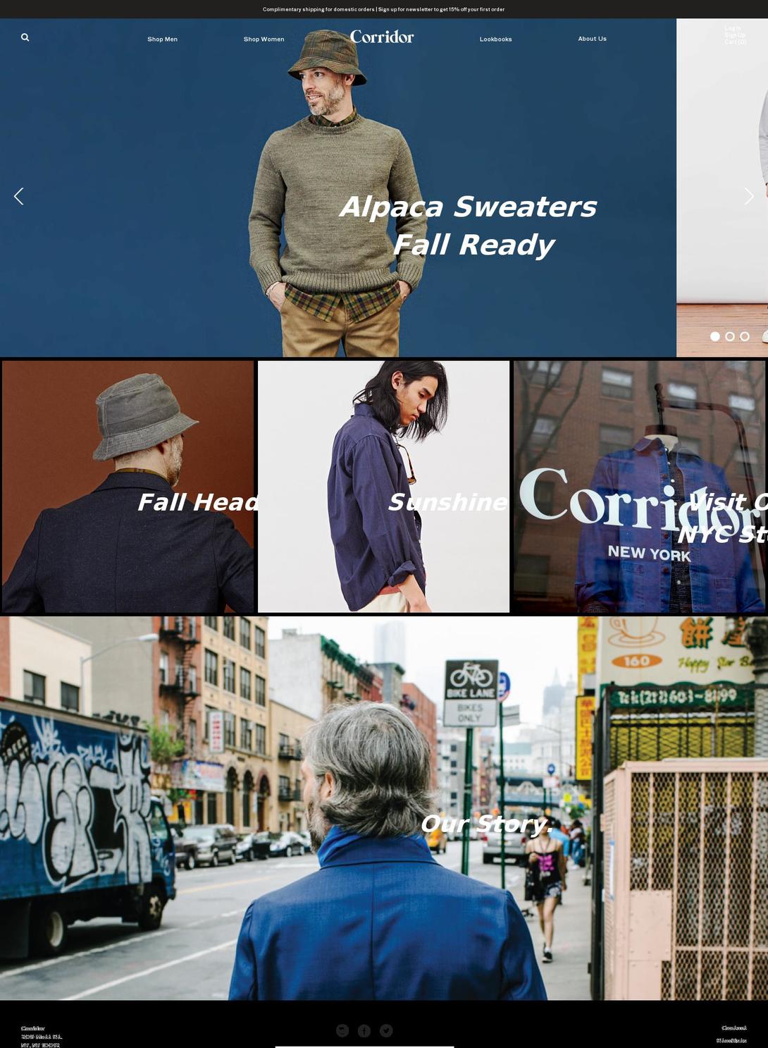 corridorclothiers.com — Shopify storefront screenshot