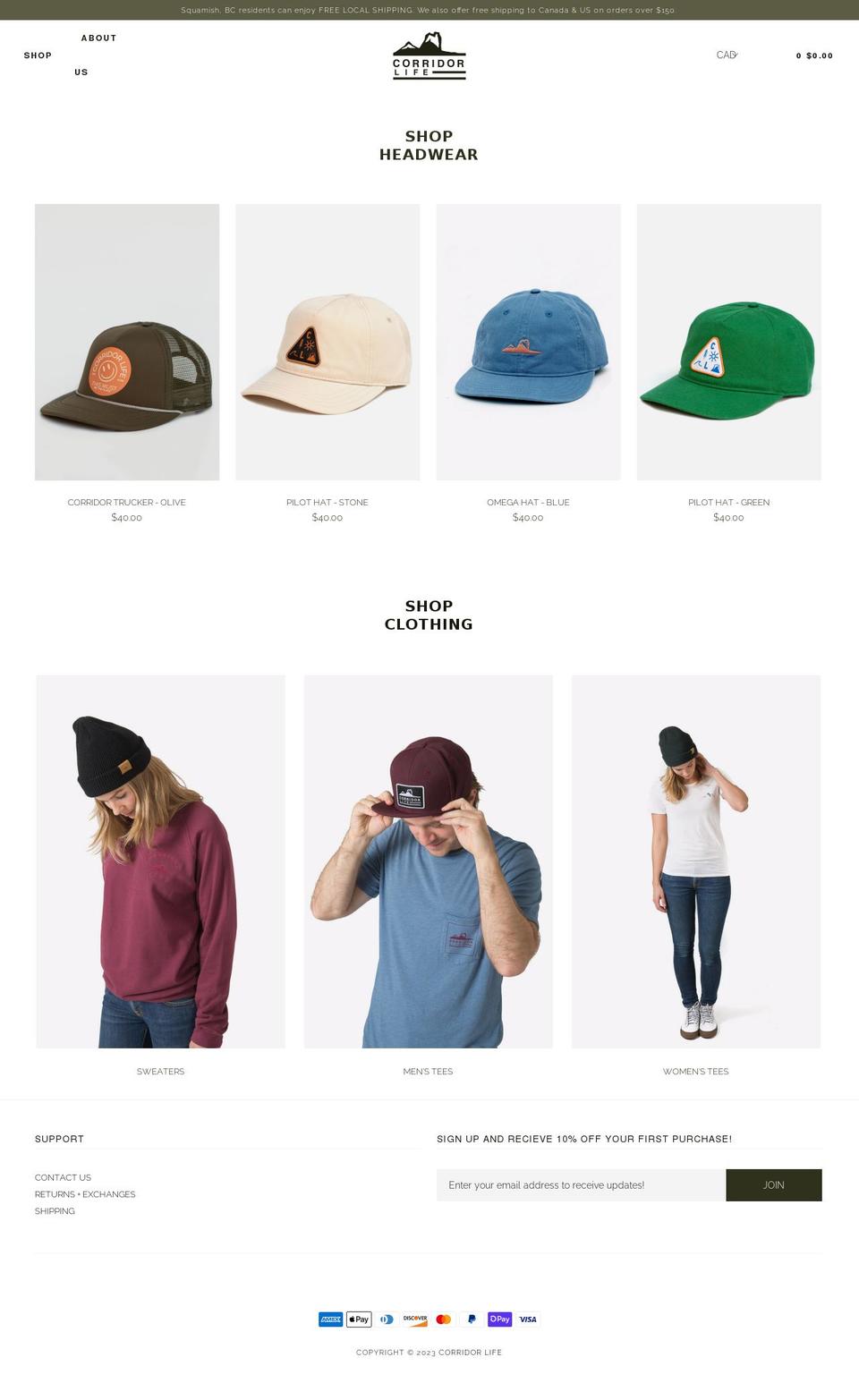 corridorlife.ca shopify website screenshot