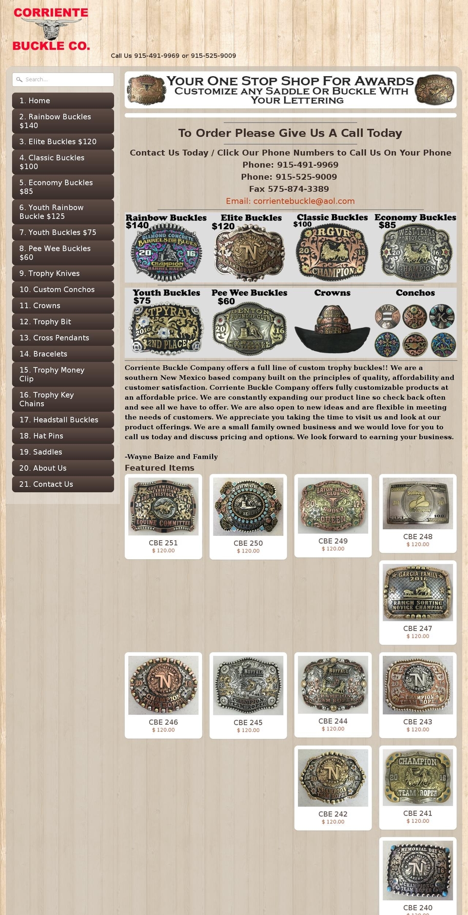 corrientebuckle.com shopify website screenshot