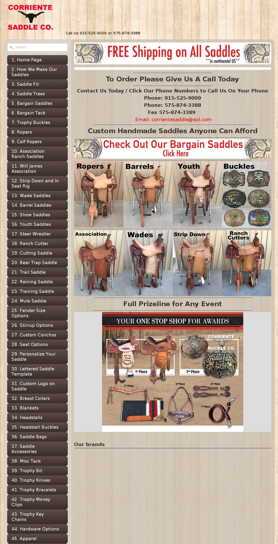 corrientesaddle.net shopify website screenshot