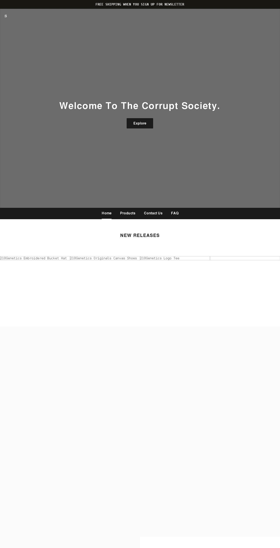 corruptgarments.com shopify website screenshot