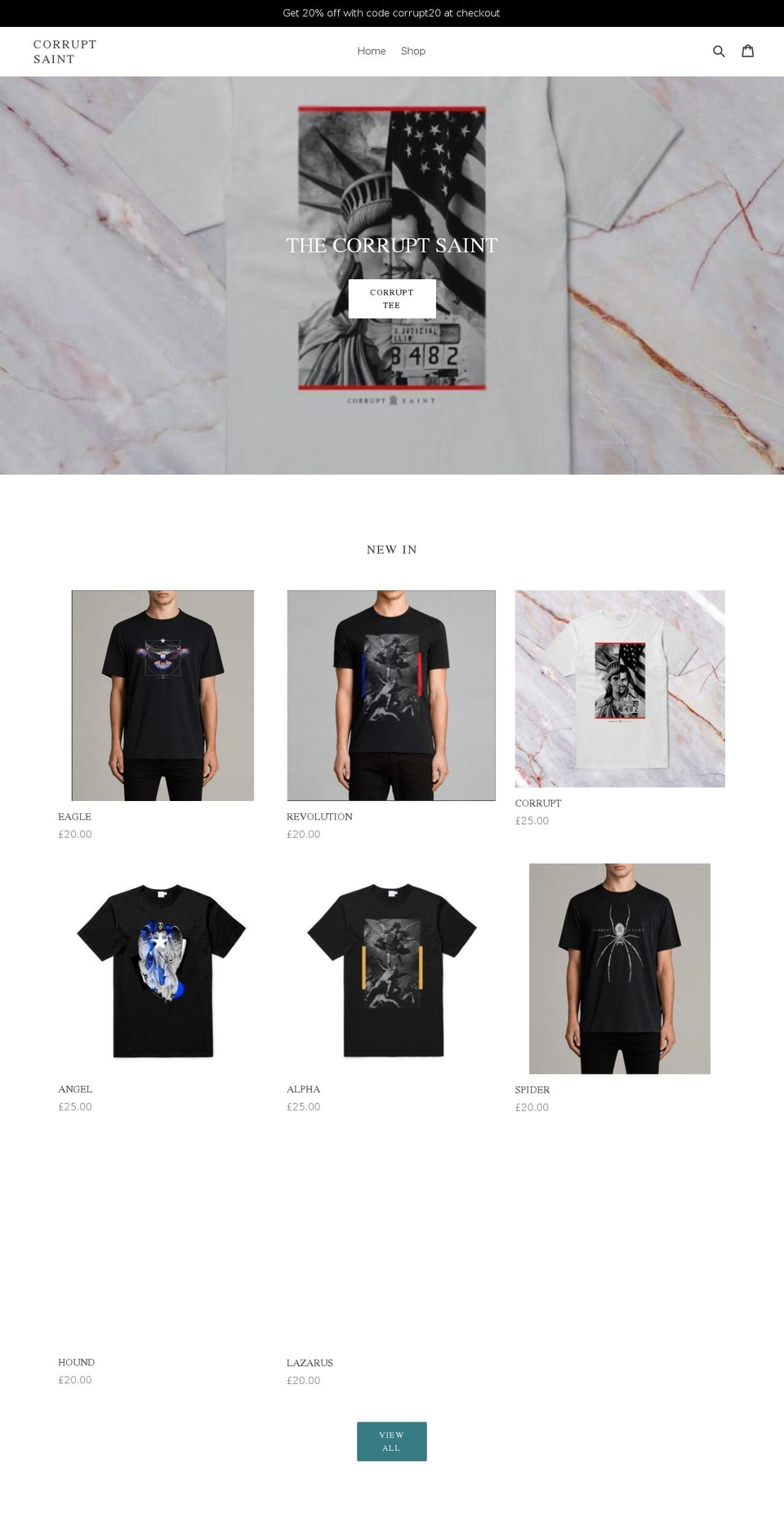 corruptsaint.com — Shopify storefront screenshot