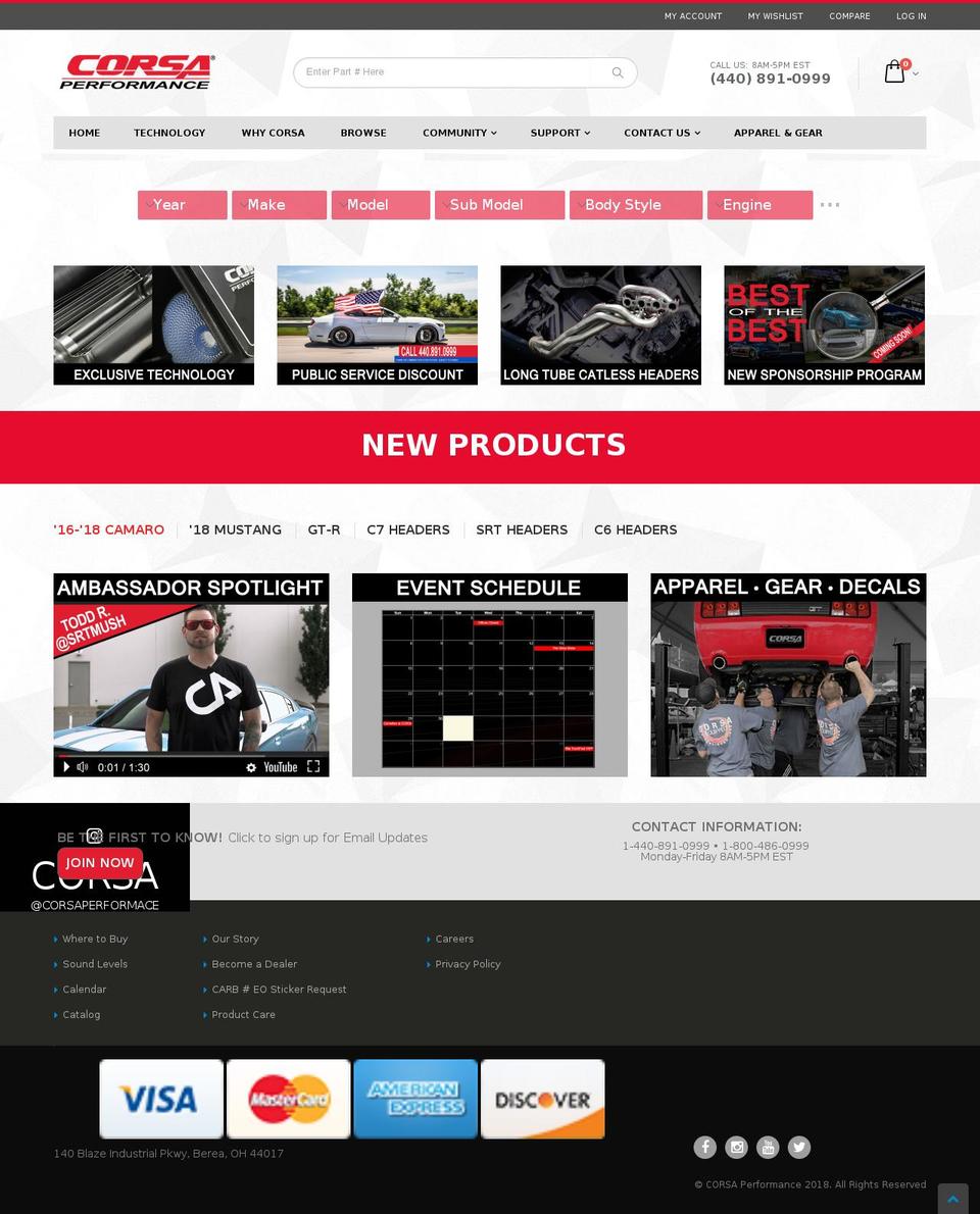 corsaperf.com shopify website screenshot