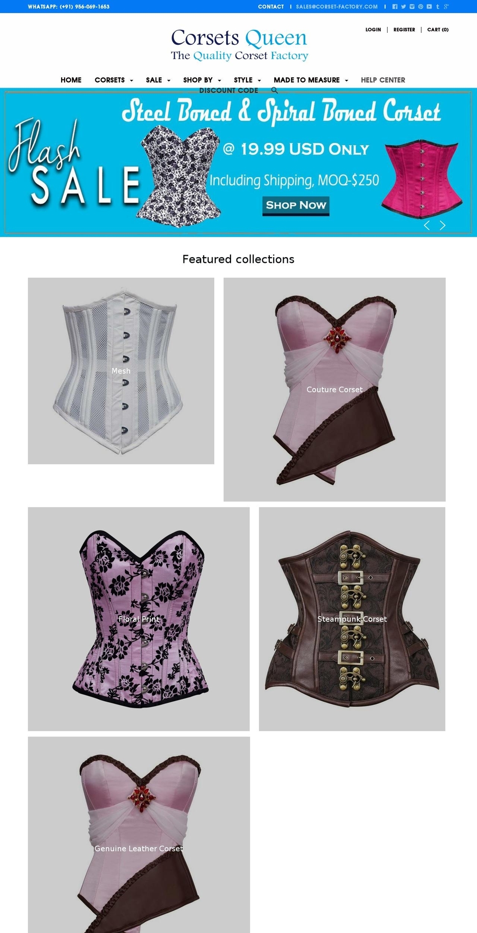 corset-factory.com shopify website screenshot