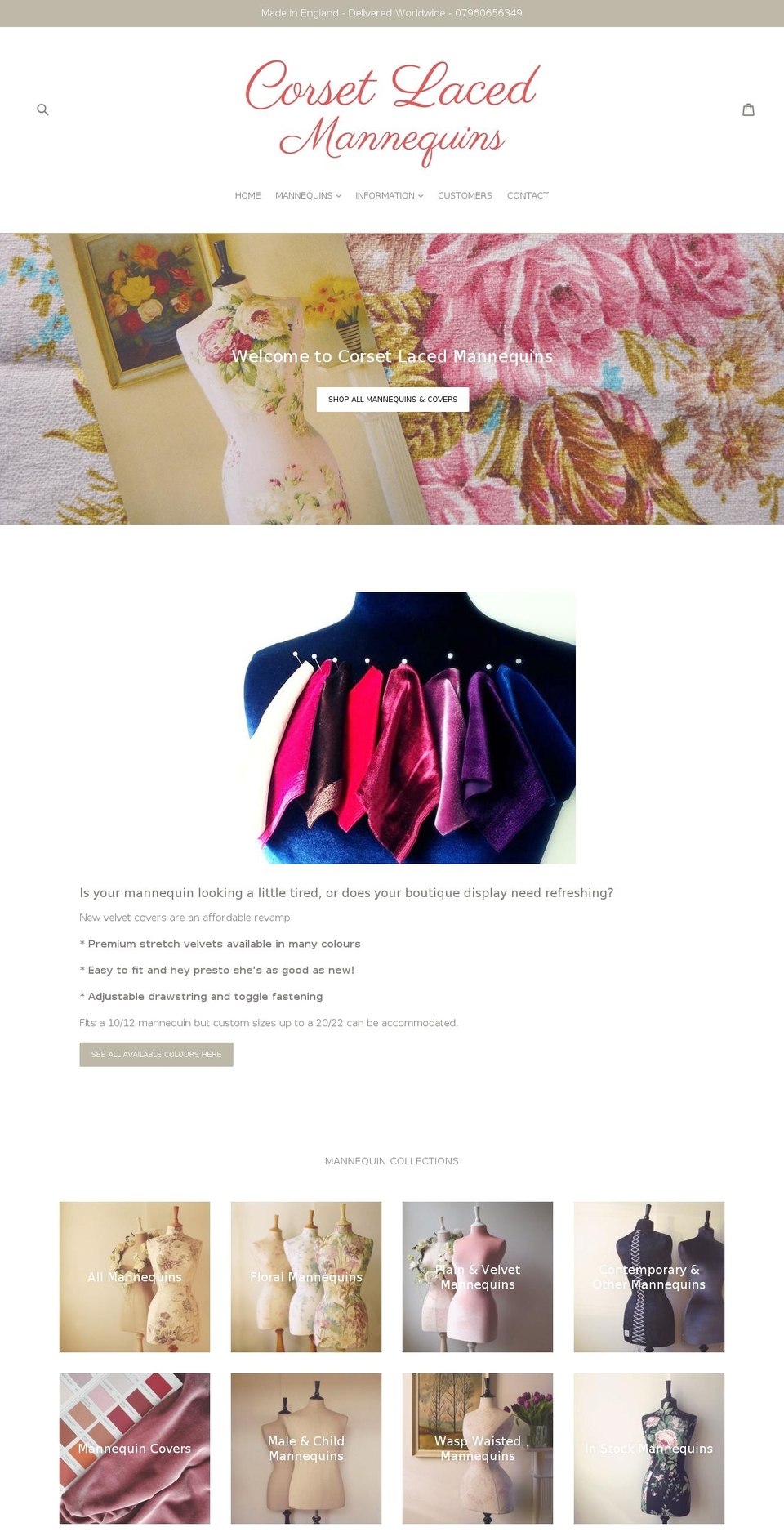 corsetlacedmannequins.com — Shopify storefront screenshot