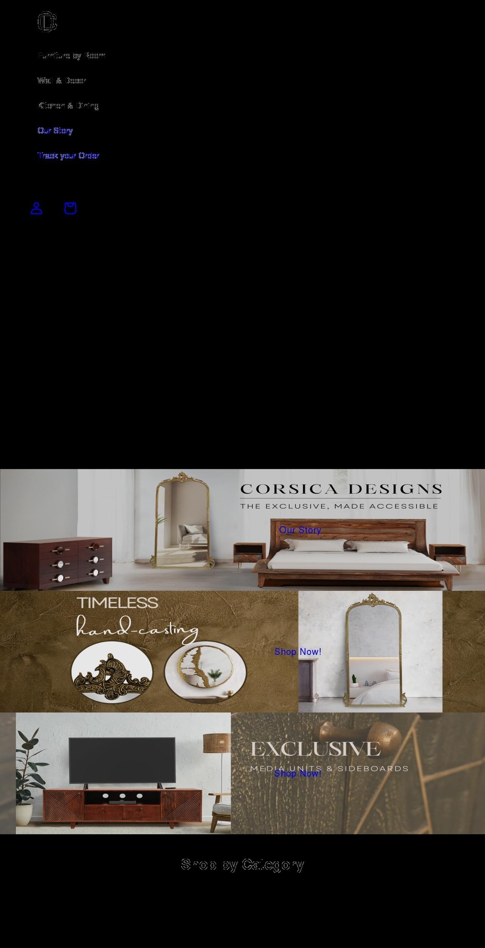 corsicadesigns.com shopify website screenshot