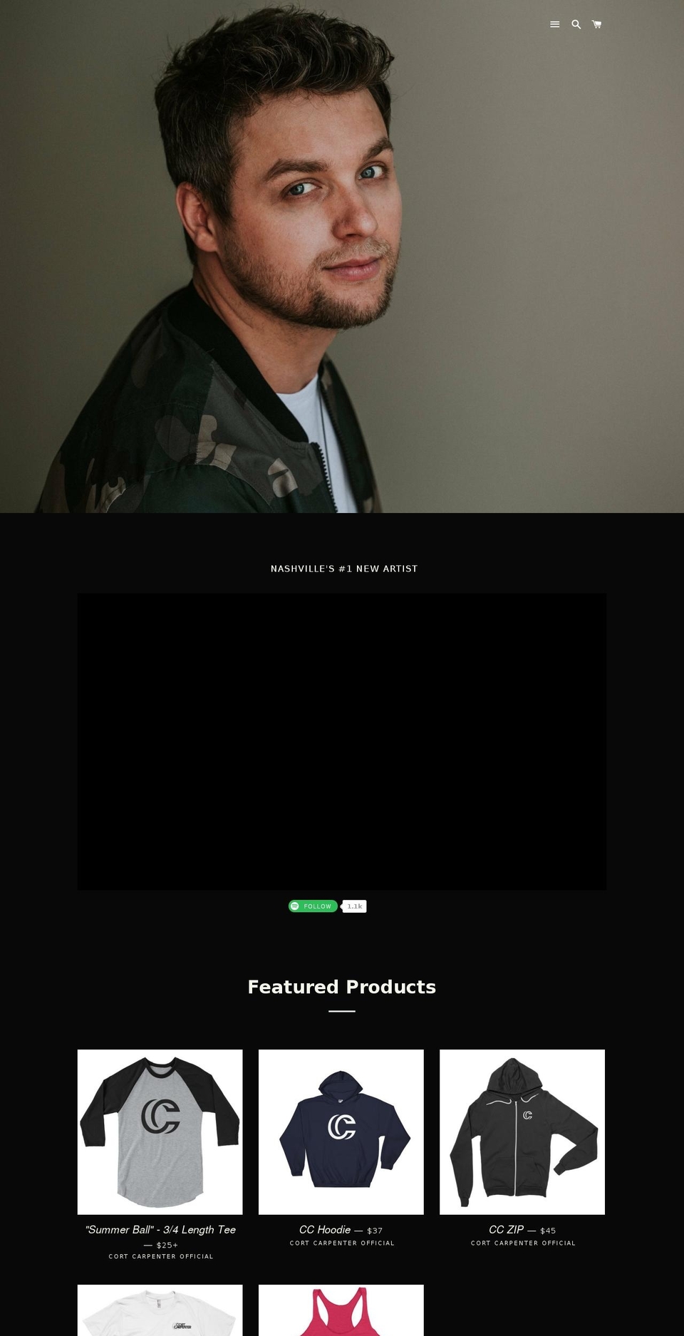 cortcarpenterofficial.com — Shopify storefront screenshot