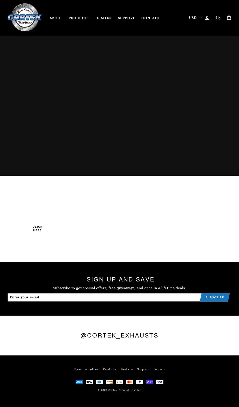 cortekexhaust.com shopify website screenshot