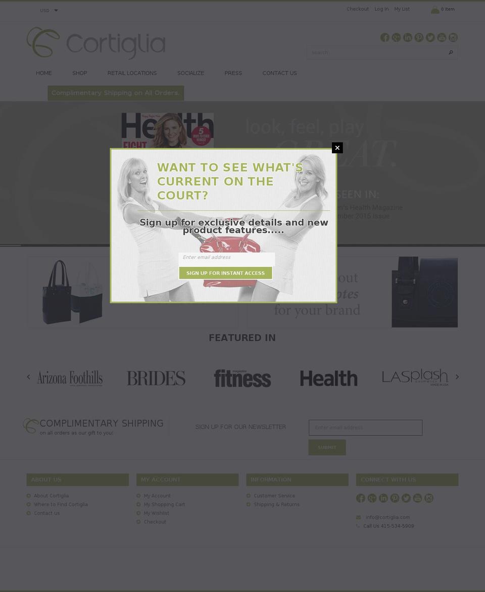 cortigliabag.com shopify website screenshot