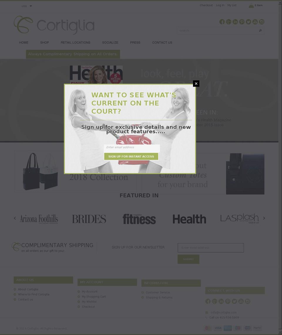 cortiglliabags.com — Shopify storefront screenshot