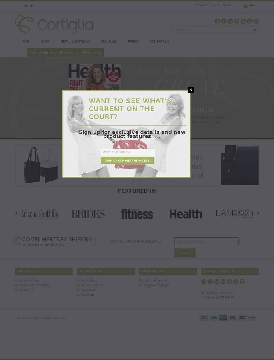 cortilliabags.com shopify website screenshot