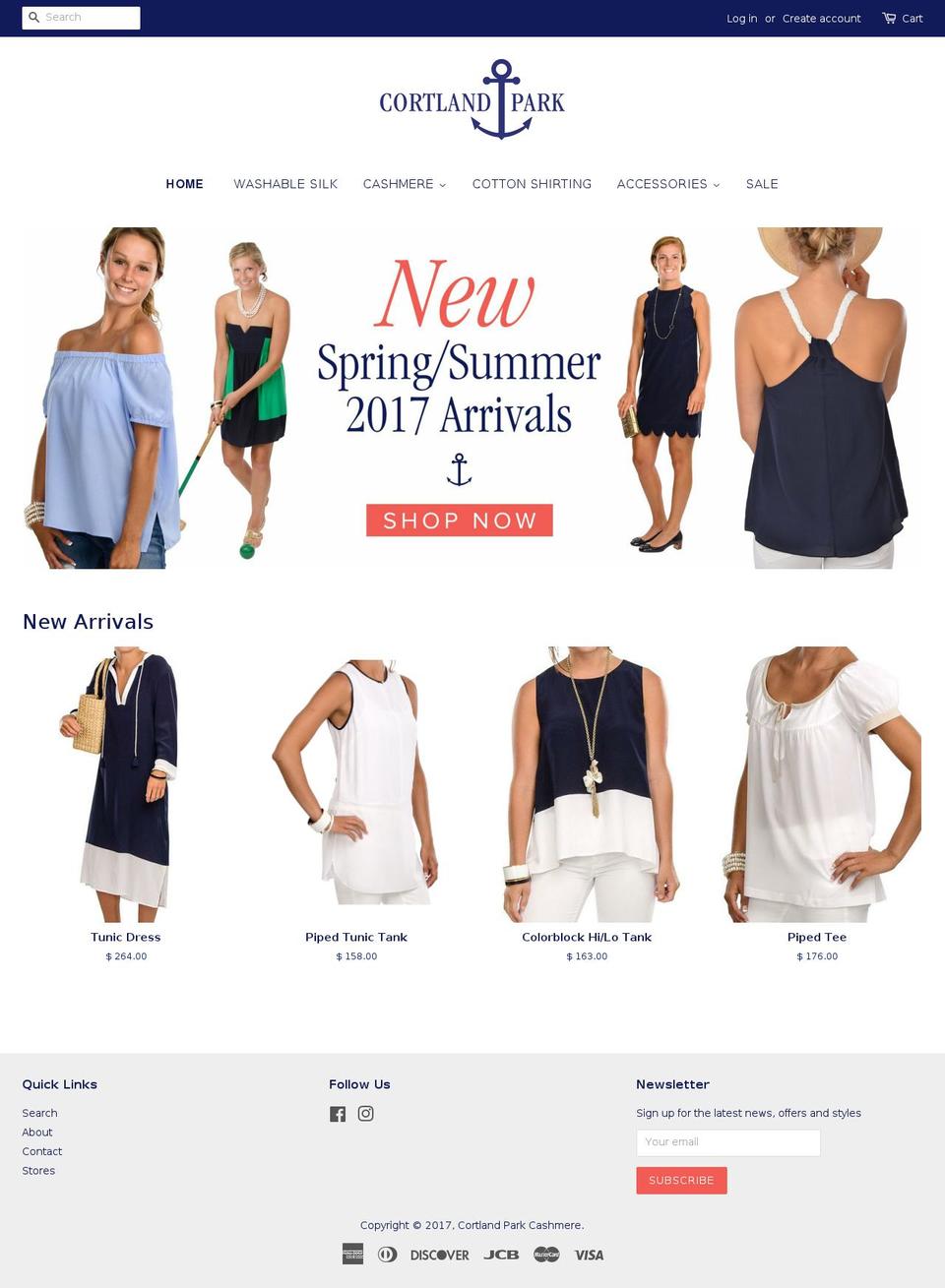 cortlandparkcashmere.com shopify website screenshot