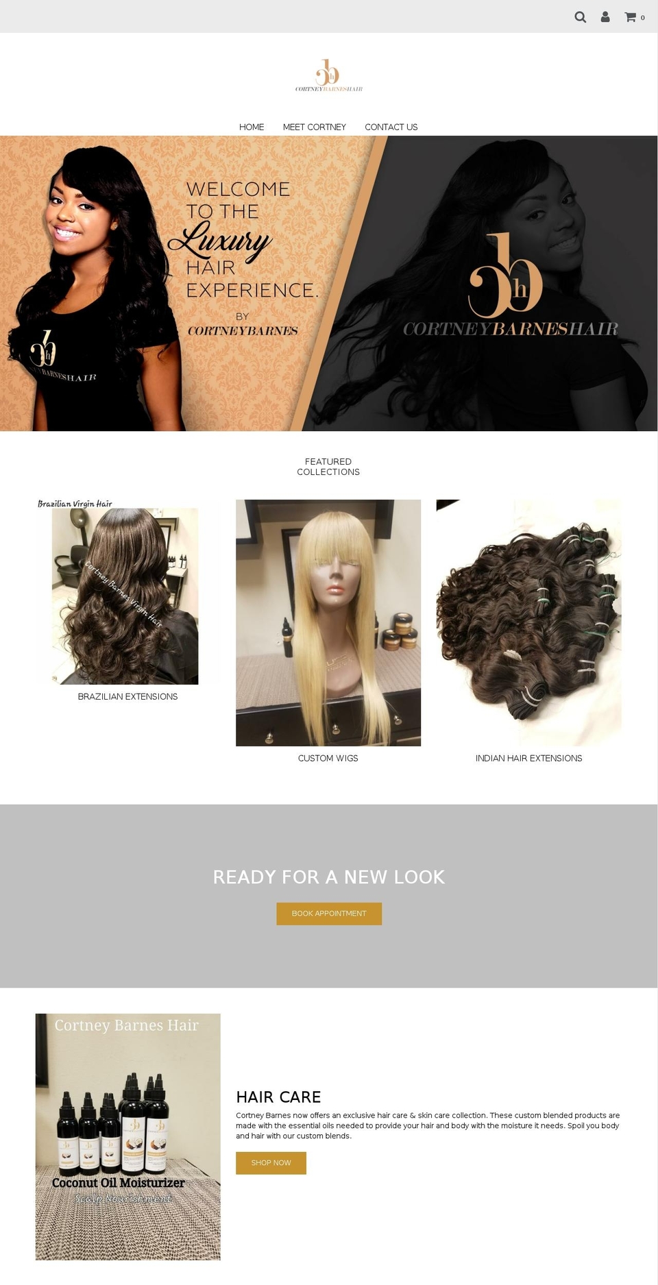 cortneybarneshair.com shopify website screenshot