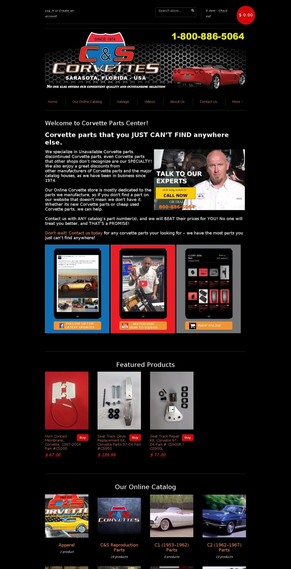 corvettepartscenter.com shopify website screenshot