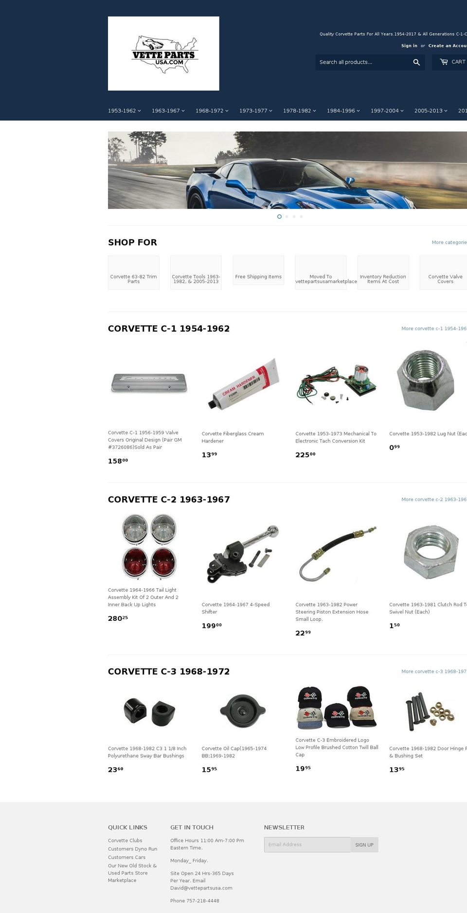 corvettesofvirginia.com shopify website screenshot