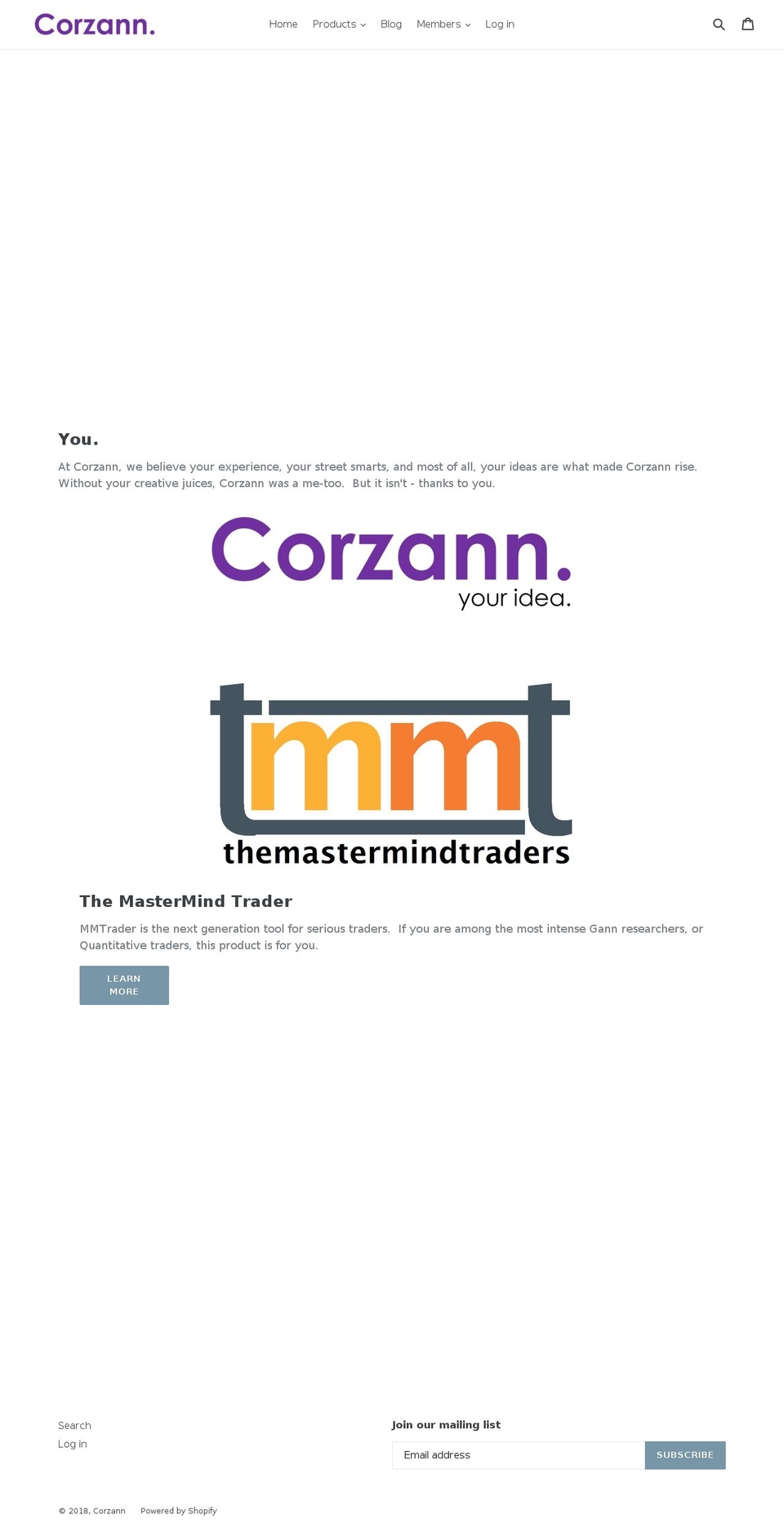 corzann.com shopify website screenshot