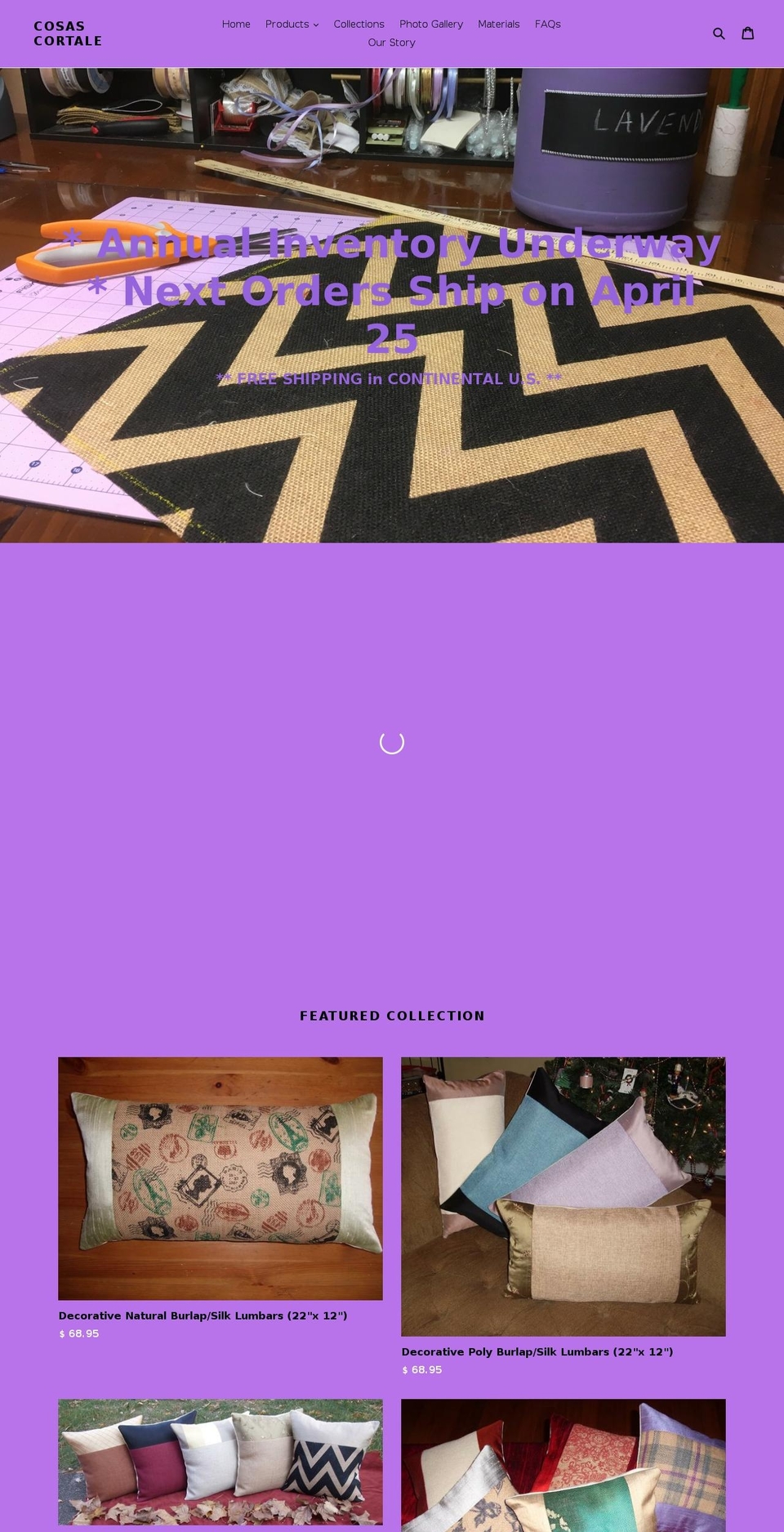 cosascortale.com shopify website screenshot