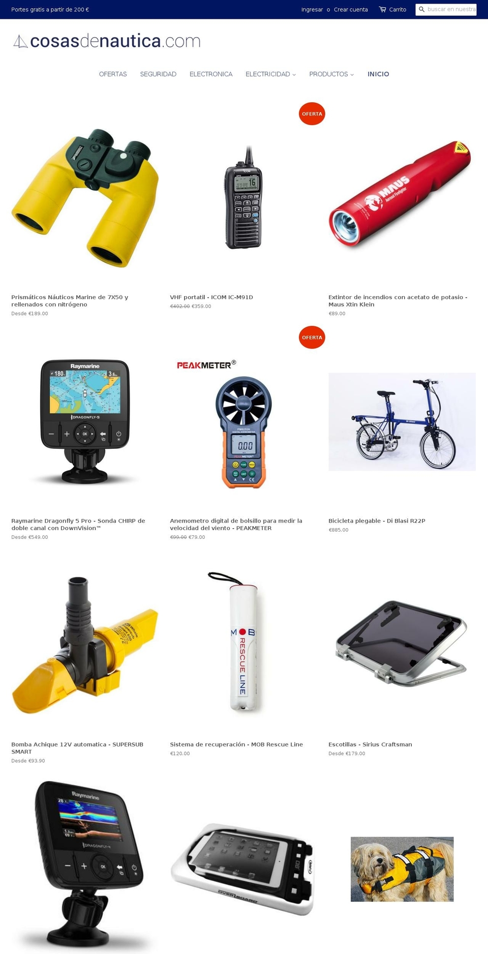 cosasdenautica.com — Shopify storefront screenshot